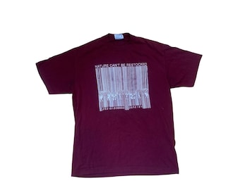 Environment T Shirt Vintage Single Stitch Maroon Zebra, Nature Protest Tee S/M