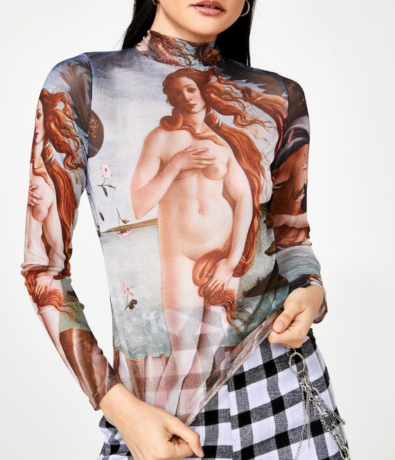 Venus Mesh Top Shirt Blouse Print birth 