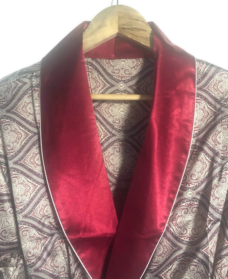 Mens Robe Smoking Jacket Retro Dressing Gown Boho Satin Etsy