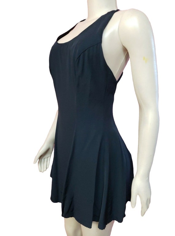 Vintage Black Dress | Cut out Back | Mini Tennis … - image 2