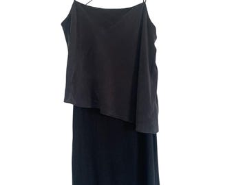 AllSaints Camisole Dress Womens 4 Black Silk Layered Slip Asymmetric 90s Mini