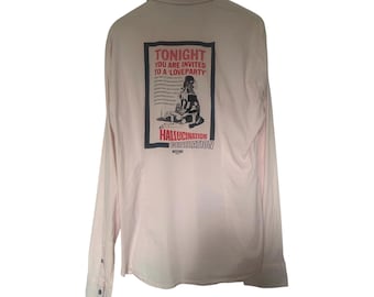 Moschino Jeans Shirt Mens XL Pink Excellent Hallucination Generation Graphic
