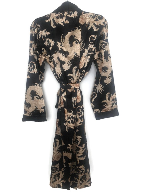 Dragon Robe Black Mens Kimono Silky Dressing Gown… Gem