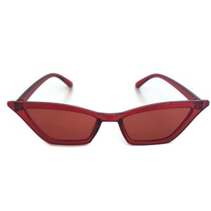 Retro Red Sunglasses | Cat Eye Sunglasses with Red Tinted Lenses | 1980s 80s Sunglasses| 1990s 90s Sunglasses | Soft Grunge Festival Mod
