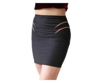 Vintage Gianni Versace Mini Skirt | 90s Cut Out Designer Couture