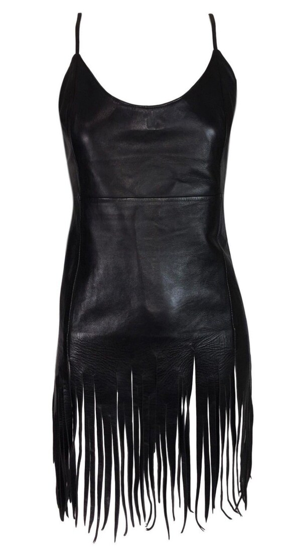 leather fringe dress