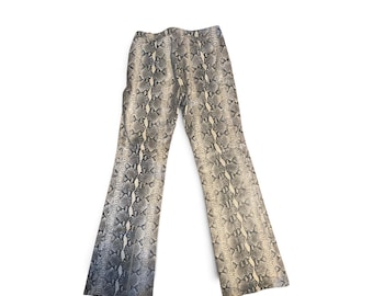 Kippy's Menage a Trois Leather Pants Womens Vintage Snakeskin Print High Rise