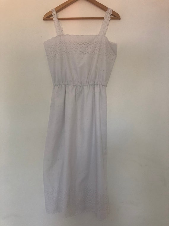 White Cotton Dress | Lace Prairie Boho | Vintage B