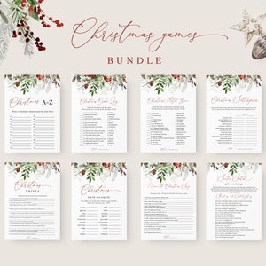 Christmas Games Bundle, Holiday Party Games Bundle, Printable Christmas Party Games, Set of 8 Games