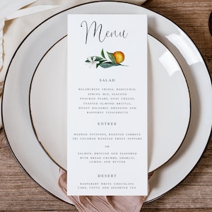 A Little Cutie is on The Way Orange Clementine Printable Baby Shower Menu, Instant download