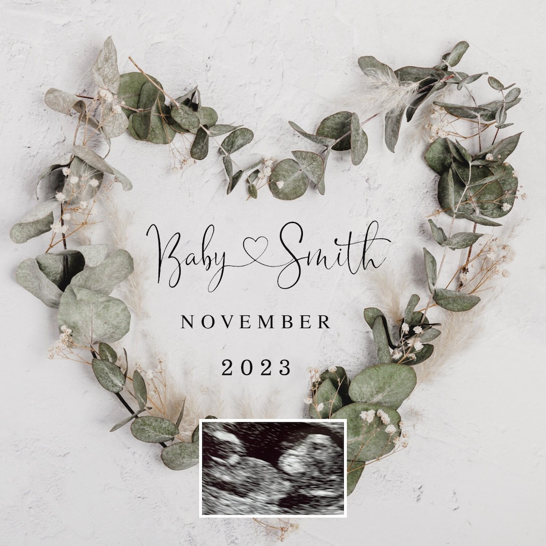 Eucalyptus Heart Pregnancy Announcement Social Media Gender Etsy