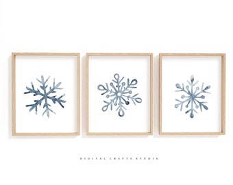 Snowflakes Printable, Merry Christmas Printable, Christmas wall decor Printable