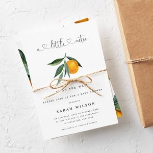 A Little Cutie is on the Way Clementine Orange Gender Neutral Baby Shower Invitation • CUSTOM INVITATION • Instant download
