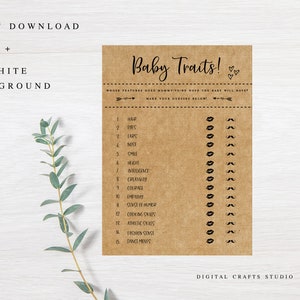 Baby Traits Game, Baby Shower Games, Printable, Instant Download, Woodland Baby Shower, Baby Shower Activity, Games for Baby Shower, Rustic