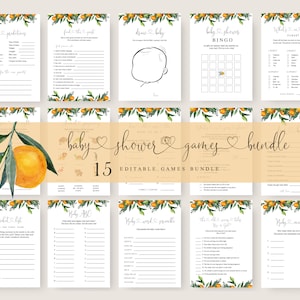 15 Little Cutie Baby Shower Games, Clementine Shower Games, Gender Baby Shower, Orange Baby Shower Games Bundle, Little Cutie