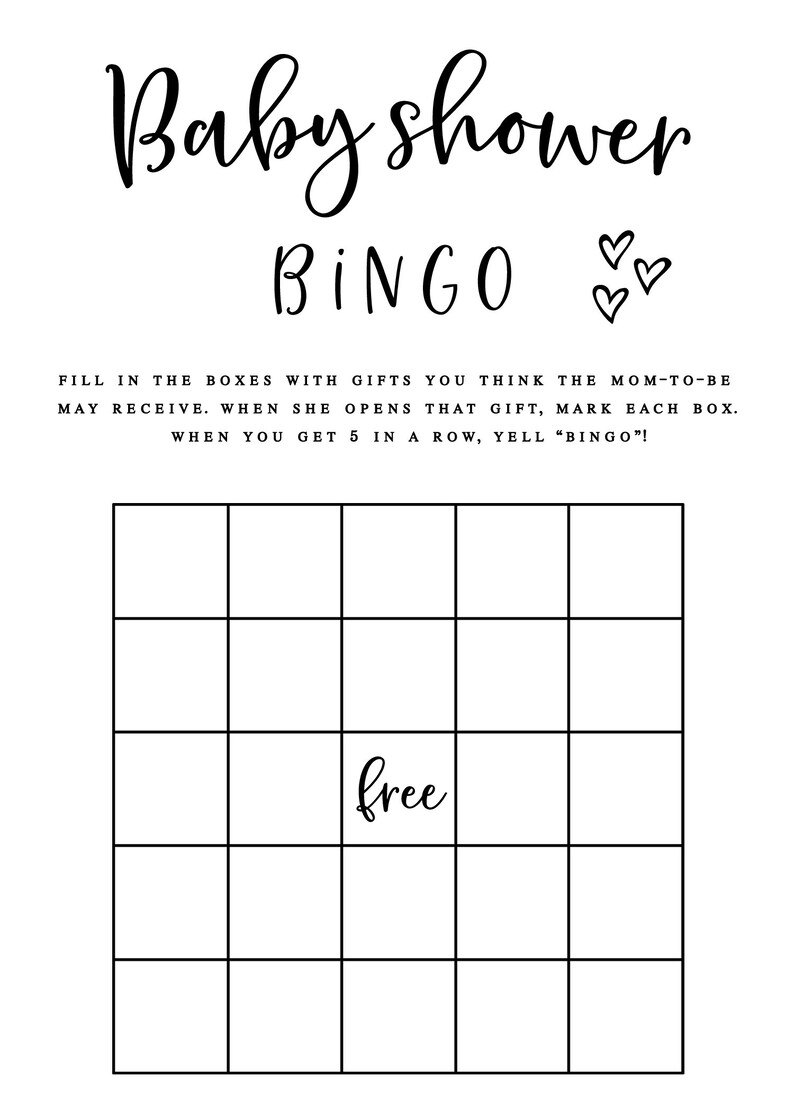Baby Shower Bingo Baby Shower Game Printable Game Instant Etsy