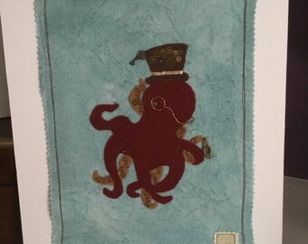 octopus picture, mixed media octopus, mixed media picture, mixed media art, gift
