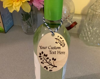 Custom Text Wine Gift Tag - Laser Cut Wood