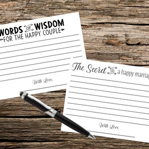 Bridal Shower Game - Advice for the Happy Couple!!!!