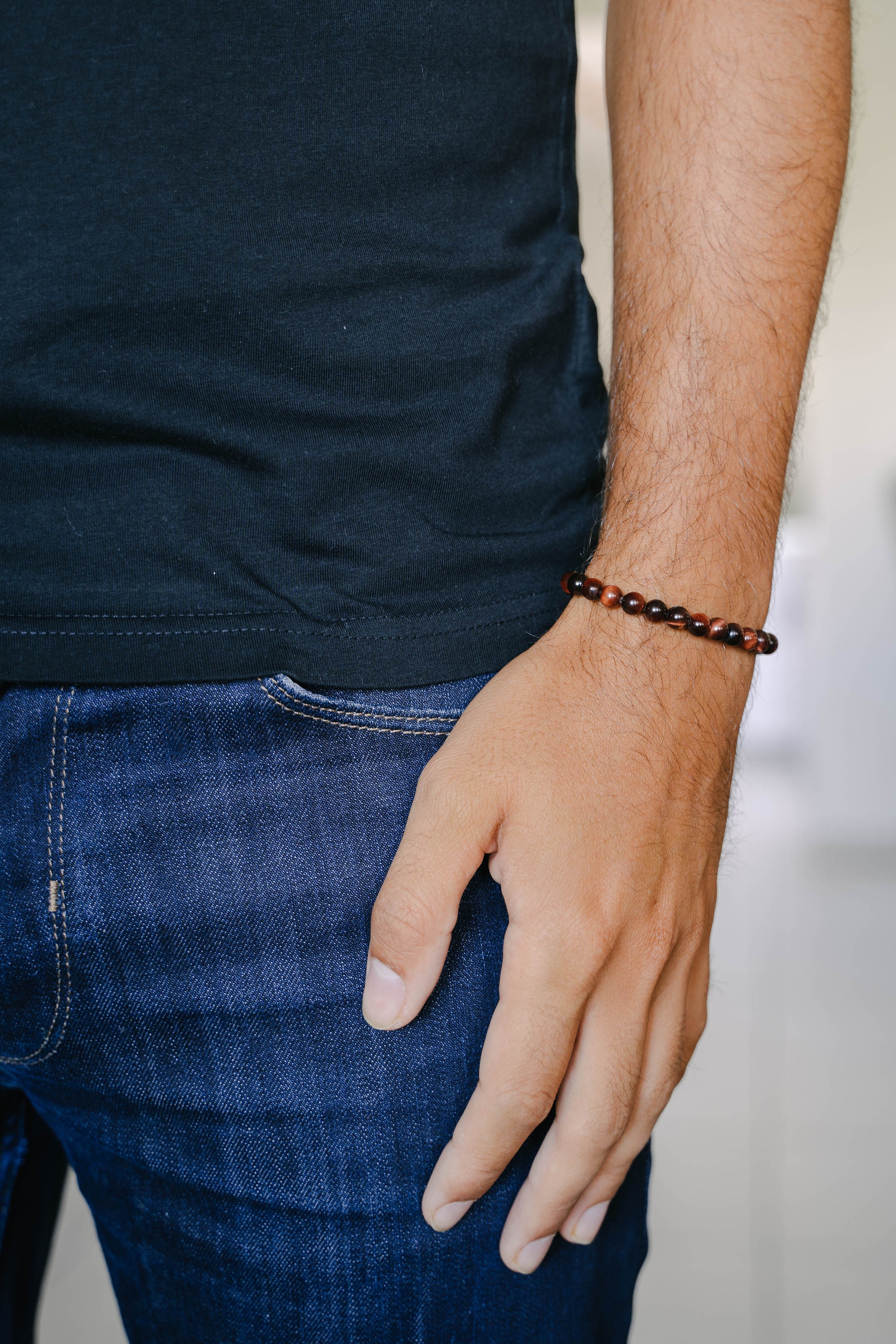 Bracelet En œil De Tigre Doré – Perles De 6 Mm, Neuf Avec étiquettes, Marque OxcmoBijoux