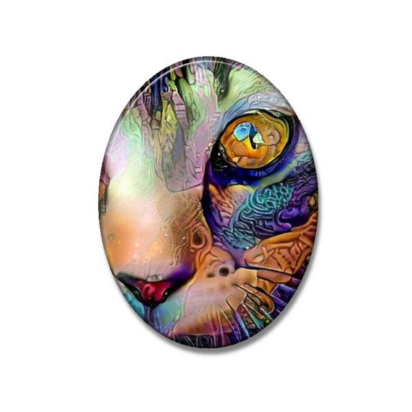 Large Cabochon  Cat Art Design Decorative Cabochon For Jewelry Ceramic Unique Embellishment For Crafts - Cat Jewelry Pendant Cabochon