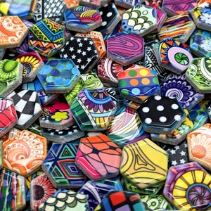 SALE 1 Pound Mixed Mosaic Tiles Bright Colors Hexagon Shaped Ceramic - Hexagon Mosaic Tiles Mosaic Art Tiles Bulk Mosaic Tiles Free Shipping