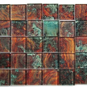 Rustic Copper Design Glass Mosaic Tiles Glass Mosaic Tiles - Mixed Colors 1 Inch Mosaic Tiles  - 36 Pieces - Jewelry Tiles Mosaic Tiles