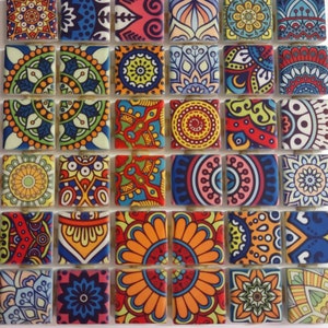 Ceramic Mosaic Tiles - Moroccan Tile Medallions Mosaic Tile 36 Pieces Bright Colors Mixed Mosaic Tiles - Mixed Mosaic Fireplace Tile