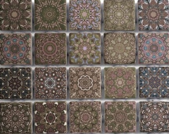 Brown Sage Mixed Boho Moroccan Backsplash Tile Medallions Mosaic Tile Pieces Ceramic Mosaic Tiles 36 Pieces Mixed Mandala Mosaic Tiles