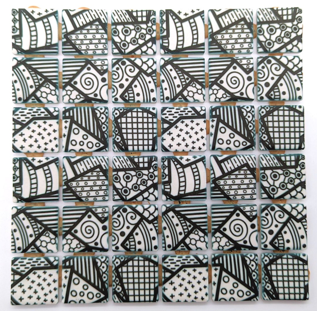 Ceramic Mosaic Tiles - Black White Abstract Art Mosaic Tiles Mixed ...