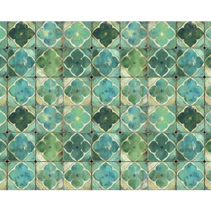 Blue Green Ceramic Tile Vintage Moroccan Tile Design Patterned Kitchen ...