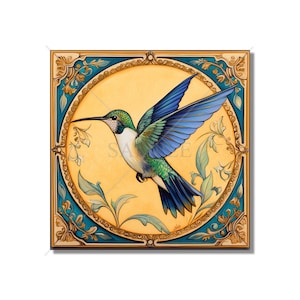 Hummingbird Design Ceramic Tile - Ceramic Tiles With Birds - Hummingbird Home Decor - Bird Mural - Tile With Animals Designs Free Shipping