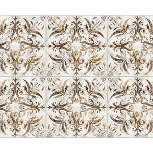 Neutral Tones Patterned Ceramic Tile - Light Brown Kitchen Backsplash ...