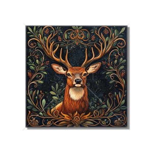 Deer Design Ceramic Tile Woodland Deer Vintage Design Deer Ceramic Tile  - Deer Tile Magical Deer Design Home Decor Deer Mural Free Shipping
