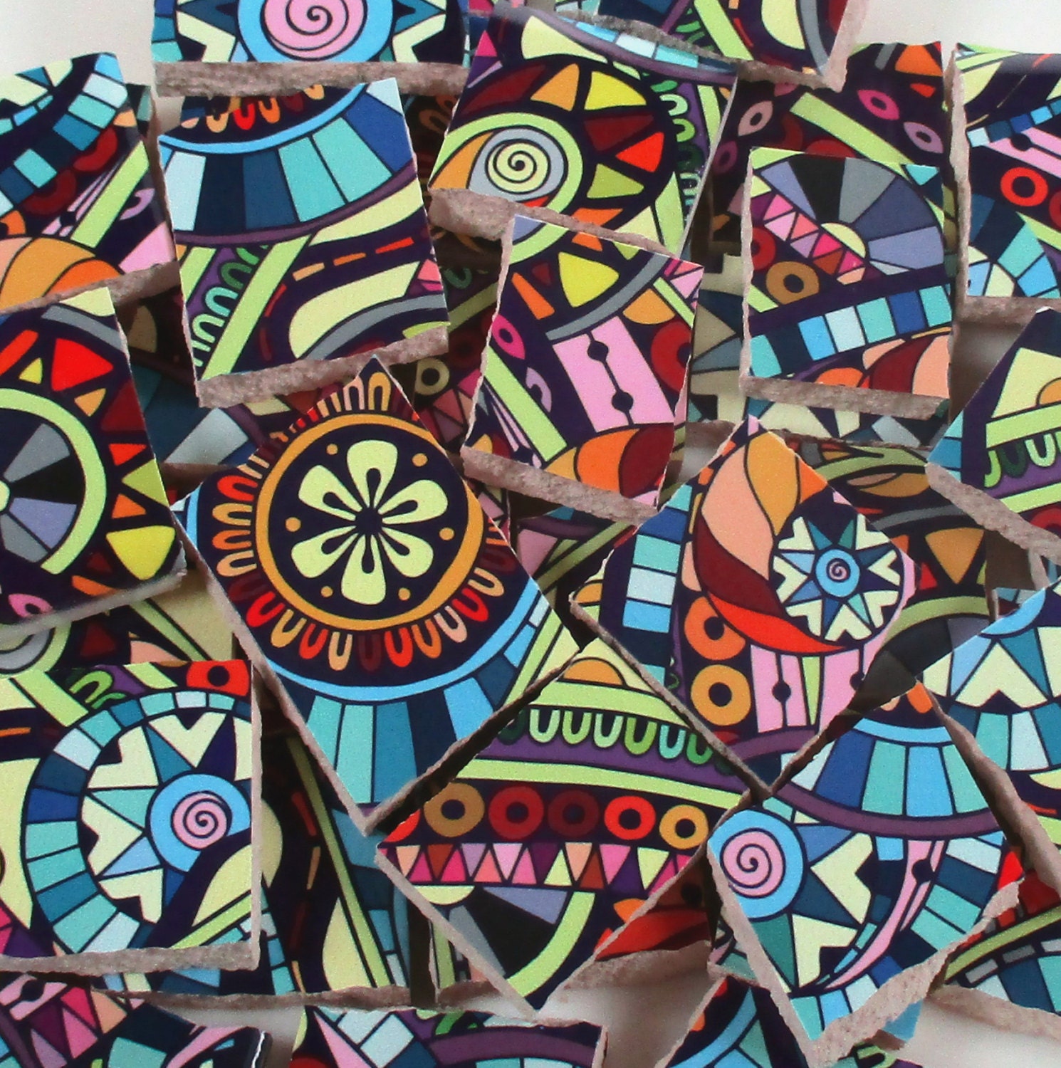 Ceramic Mosaic Tiles Funky Fun Bright Mixed Colors Mosaic Etsy