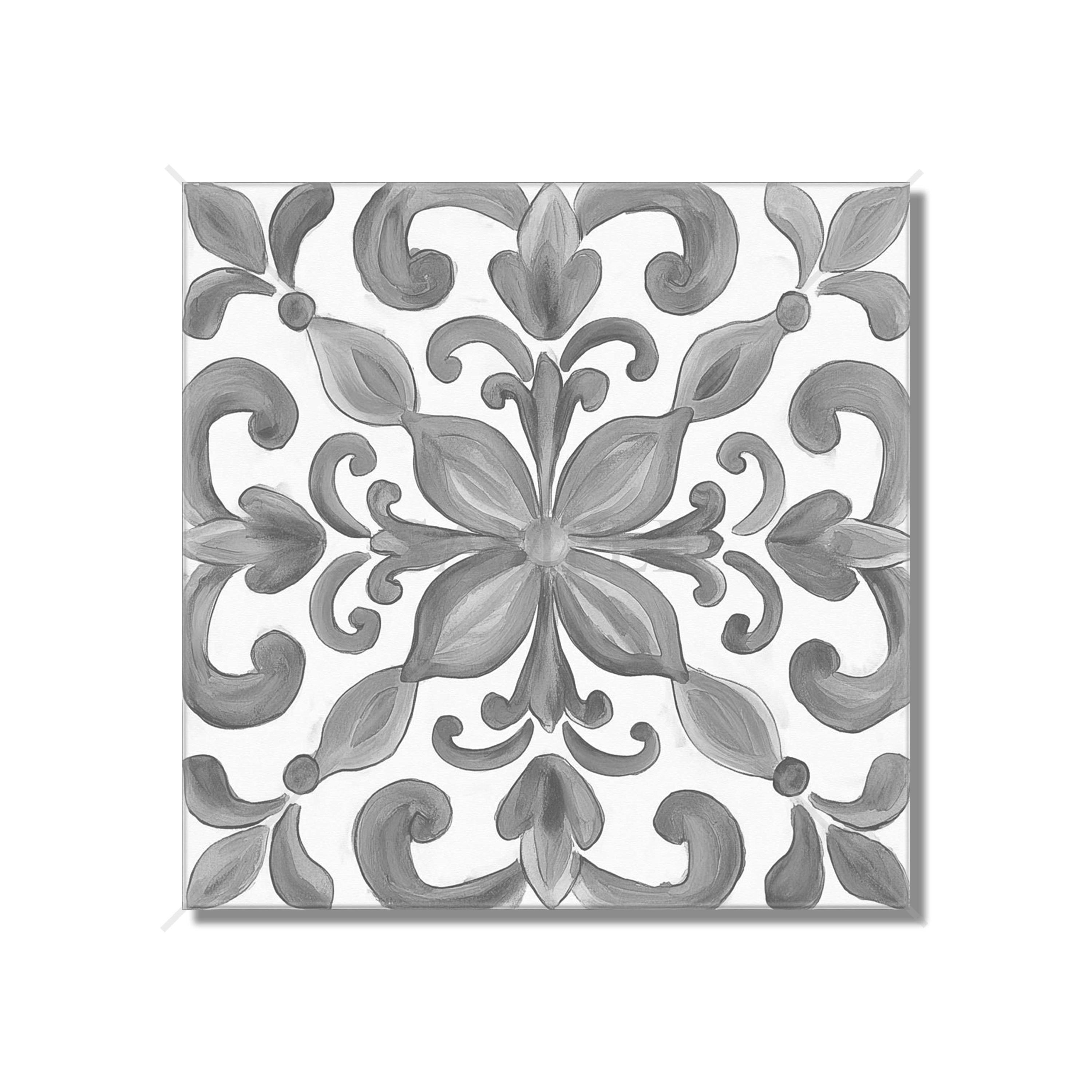 Gray and White Patterned Ceramic Tile Vintage Design Grey Ceramic Tile ...