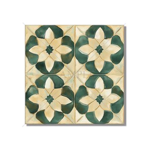 Green Tan and Cream Ceramic Tile - Vintage Moroccan Tile Design ...
