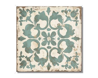 Green And Beige Ceramic Tile - Antique Design Tile Green Patterned Kitchen Backsplash Tile - Bathroom Wall Tile - Green Accent Tiles
