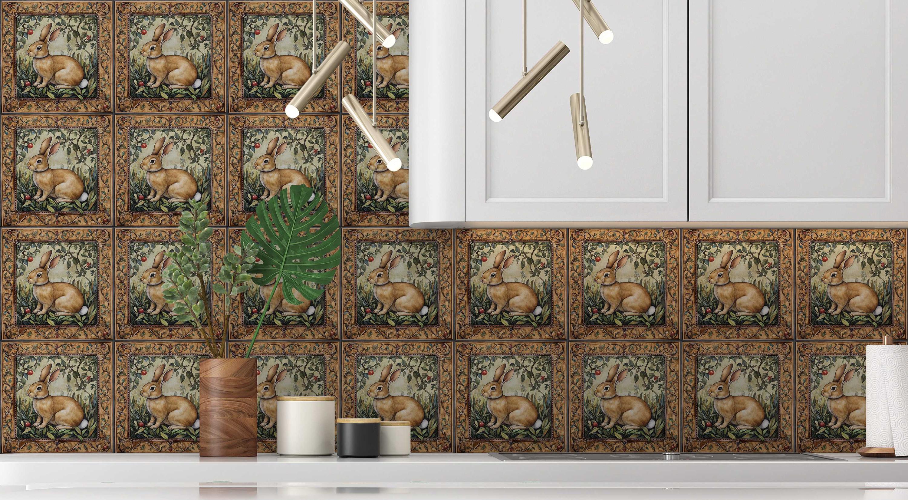 Bunny Rabbit Ceramic Tile - Tile With Rabbit Design - Decorative Wall ...