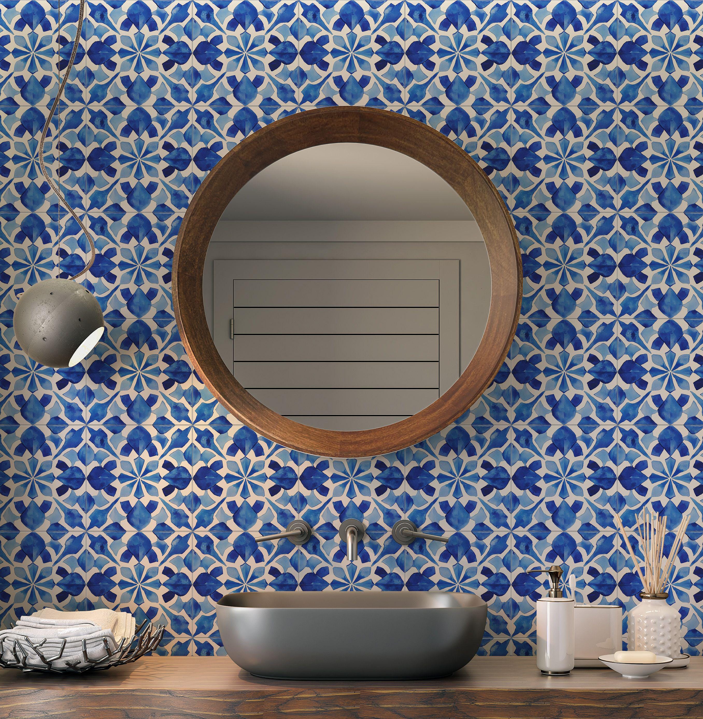 Lapis Blue and White Patterned Ceramic Tile - Unique Kitchen Backsplash Tile  Blue Bathroom Tile Vintage Moroccan Tile Design Fireplace Tile - Etsy, image size:2713x2773