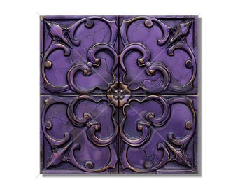Purple Ceramic Tile - Purple Kitchen Backsplash Tile - Purple Bathroom Wall Tile - Patterned Purple Ceramic Tile -