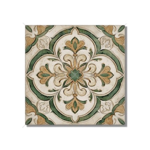 Green And Beige Ceramic Tile Vintage Aged Moroccan Tile Design - Green Kitchen Backsplash Tile - Bathroom Wall Tile - Green Patterned Tile