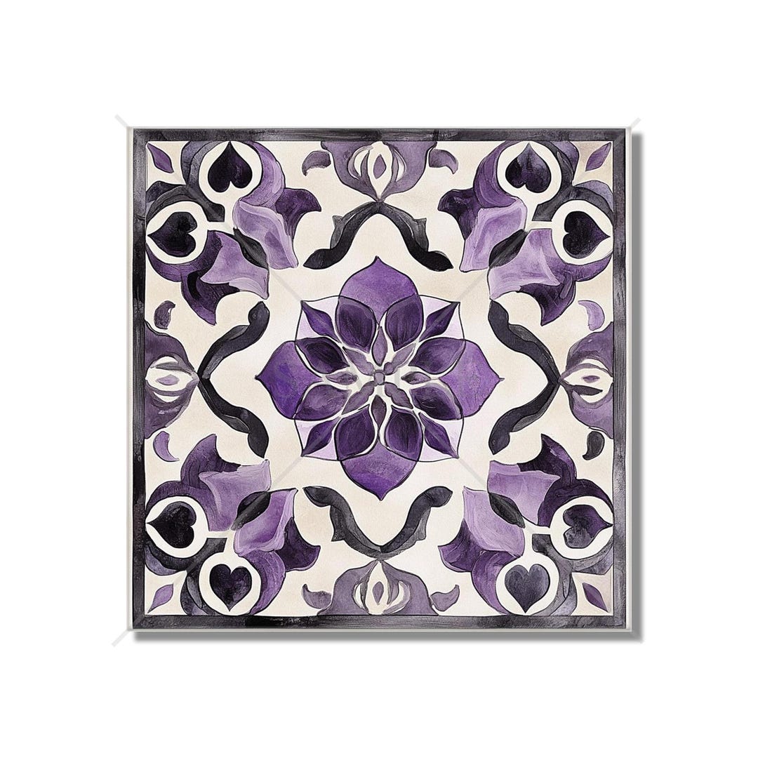 Purple off White Ceramic Tile - Patterned Purple Unique Kitchen ...