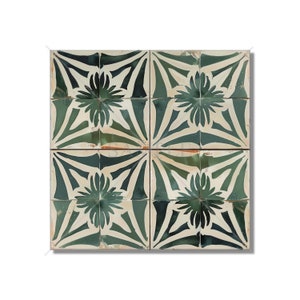 Green Beige Ceramic Tile - Vintage Moroccan Tile Design - Kitchen Backsplash Tile Bathroom Wall Tile Decorative Patterned Ceramic Tile