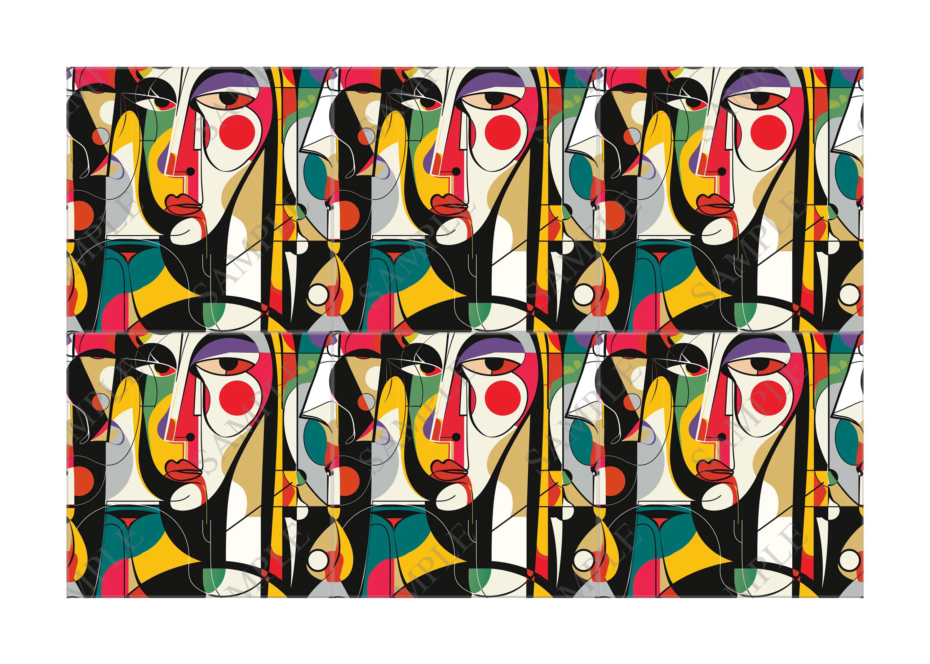 Micasso Picasso Faces Design Ceramic Tile - Colorful Unique Kitchen Backsplash ...