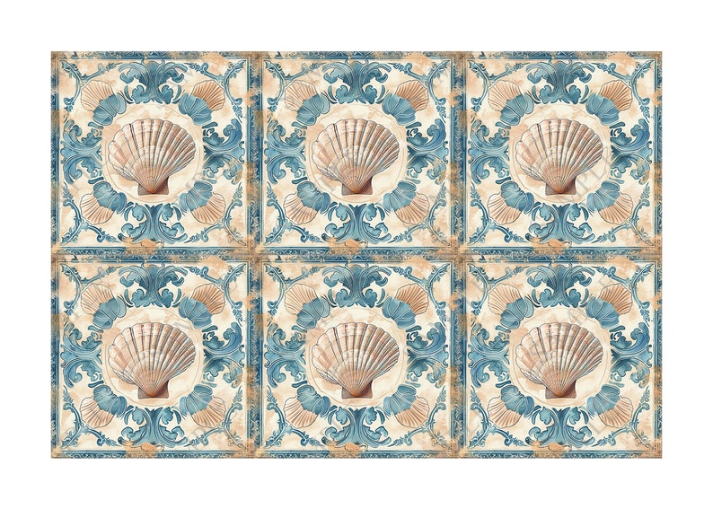 Beach Shell Design Ceramic Tile - Beach Kitchen Backsplash Tile - Beach ...