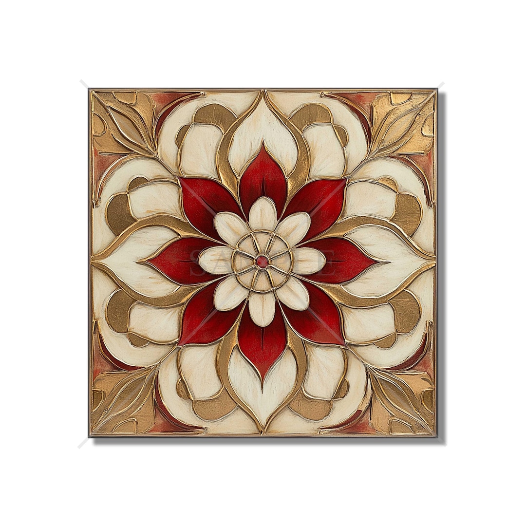Red Ceramic Pattern Ceramic Tile Red Patterned Vintage Design Kitchen Backsplash Tiles, Red ...