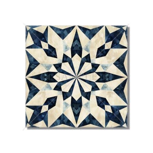 Dark Blue Cream Ceramic Tile - Vintage Moroccan Tile Design - Kitchen Backsplash Tile - Bathroom Wall Tile - Patterned Ceramic Tile