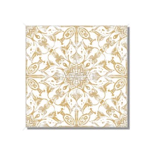 Tan And White Ceramic Tile - Vintage French Floral Tile Design - Unique Kitchen Backsplash Tile Unique Bathroom Tile Patterned Ceramic Tile