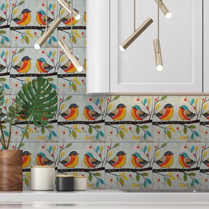 Colorful Bird Ceramic Tile - Mixed Bright Colors Design Wall Tiles ...